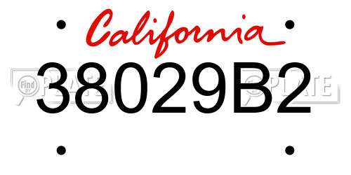 38029B2 California License Plate