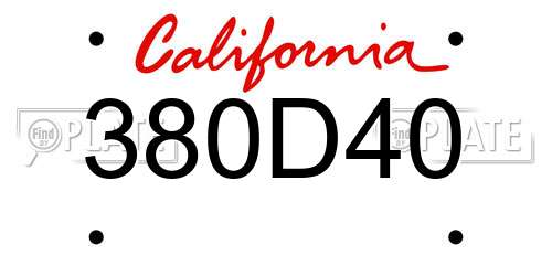 380D40 California License Plate