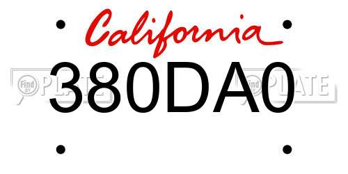 380DA0 California License Plate