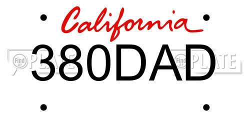 380DAD California License Plate