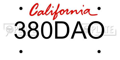 380DAO California License Plate