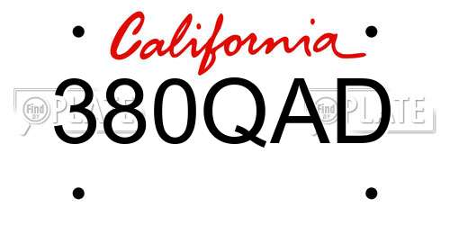 380QAD California License Plate