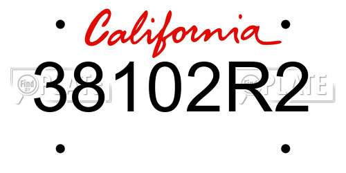 38102R2 California License Plate
