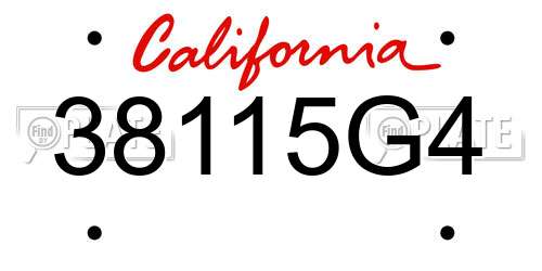 38115G4 California License Plate