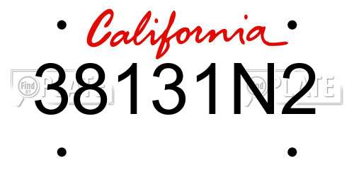 38131N2 California License Plate