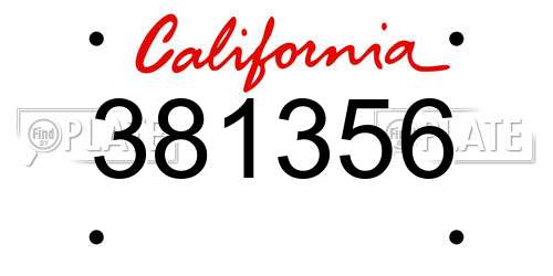 381356 California License Plate