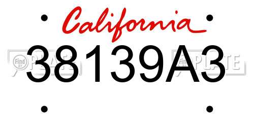 38139A3 California License Plate
