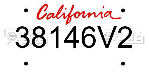 38146V2 California License Plate