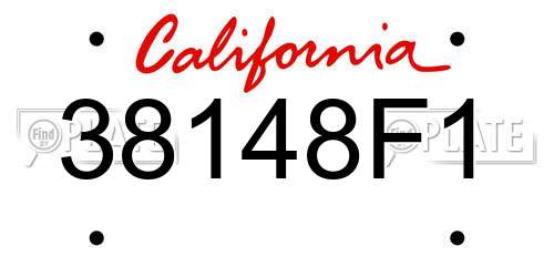 38148F1 California License Plate