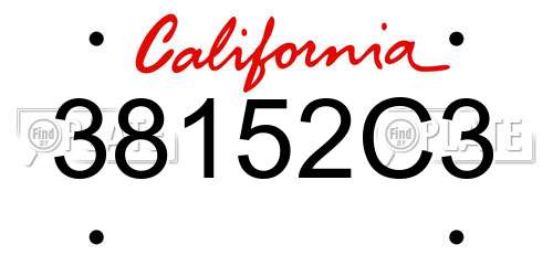 38152C3 California License Plate