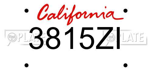 3815ZI California License Plate