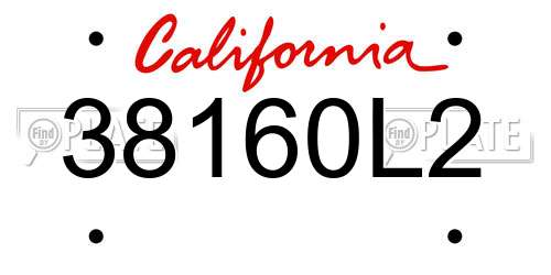 38160L2 California License Plate