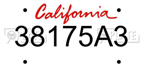 38175A3 California License Plate