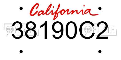 38190C2 California License Plate