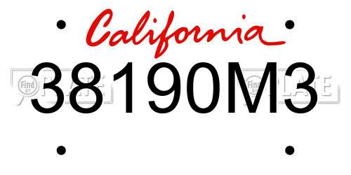 38190M3 California License Plate