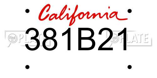 381B21 California License Plate