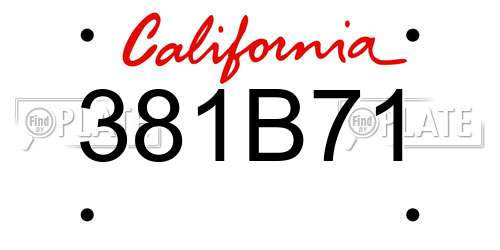 381B71 California License Plate