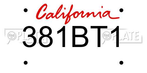 381BT1 California License Plate