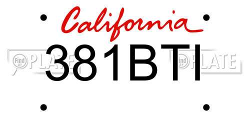381BTI California License Plate