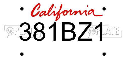 381BZ1 California License Plate