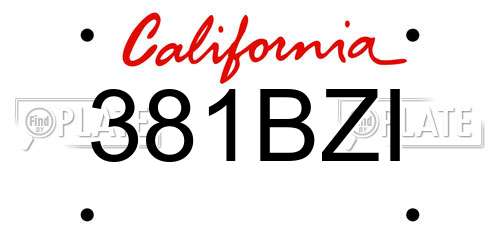 381BZI California License Plate