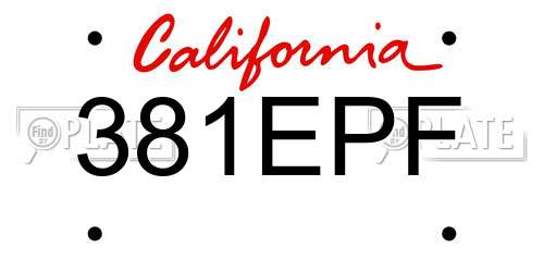 381EPF California License Plate