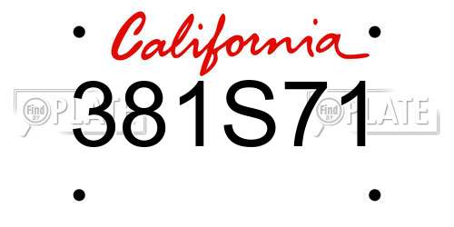 381S71 California License Plate