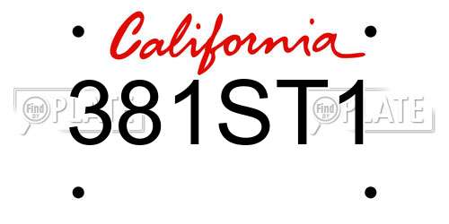 381ST1 California License Plate