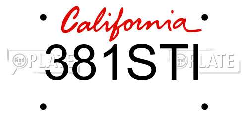 381STI California License Plate