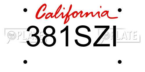 381SZI California License Plate