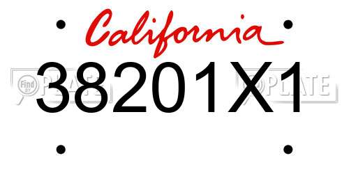 38201X1 California License Plate