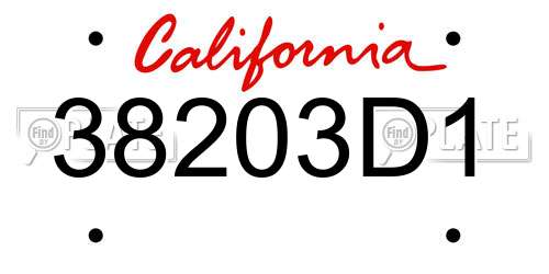 38203D1 California License Plate