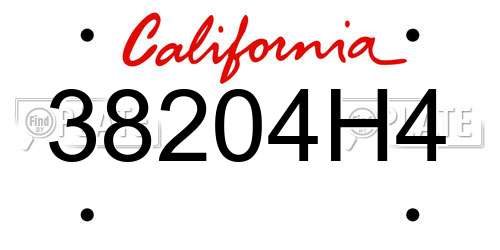 38204H4 California License Plate