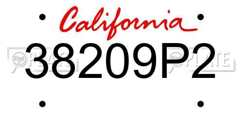 38209P2 California License Plate