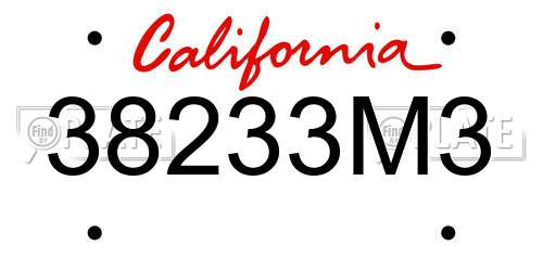 38233M3 California License Plate