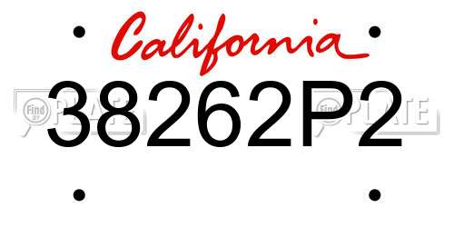 38262P2 California License Plate