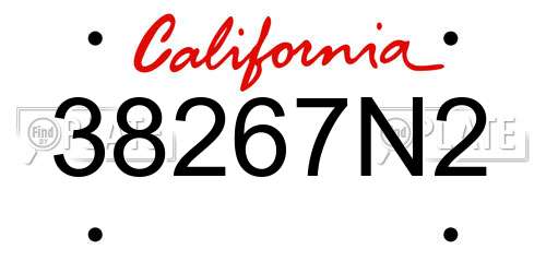 38267N2 California License Plate