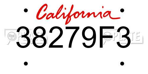 38279F3 California License Plate