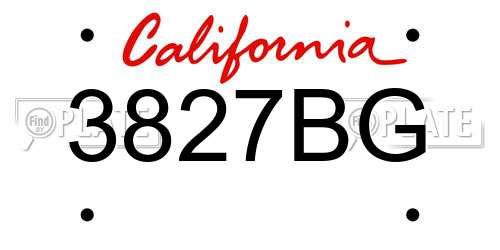 3827BG California License Plate