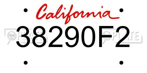 38290F2 California License Plate