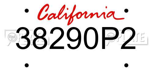 38290P2 California License Plate