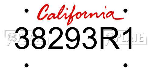 38293R1 California License Plate