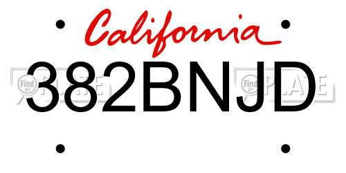 382BNJD California License Plate