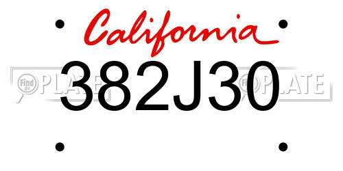382J30 California License Plate