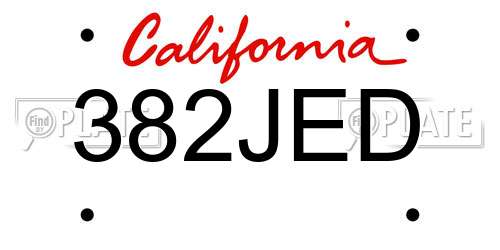 382JED California License Plate