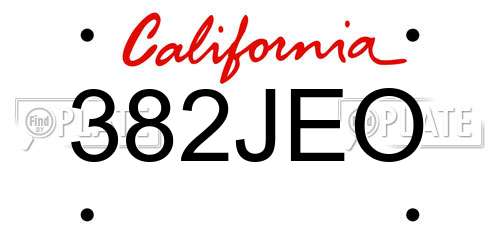 382JEO California License Plate