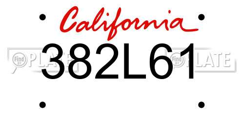 382L61 California License Plate
