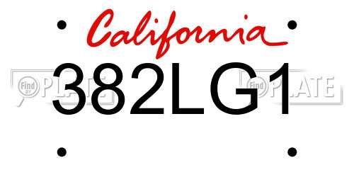 382LG1 California License Plate