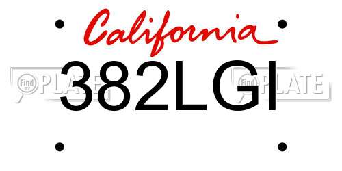 382LGI California License Plate