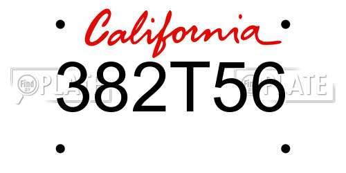 382T56 California License Plate
